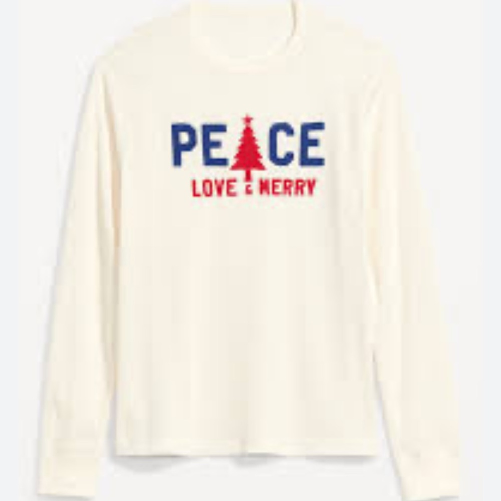 Old Navy Thermal Waffle Knit Christmas Long Sleeve Graphic Shirt Size XS